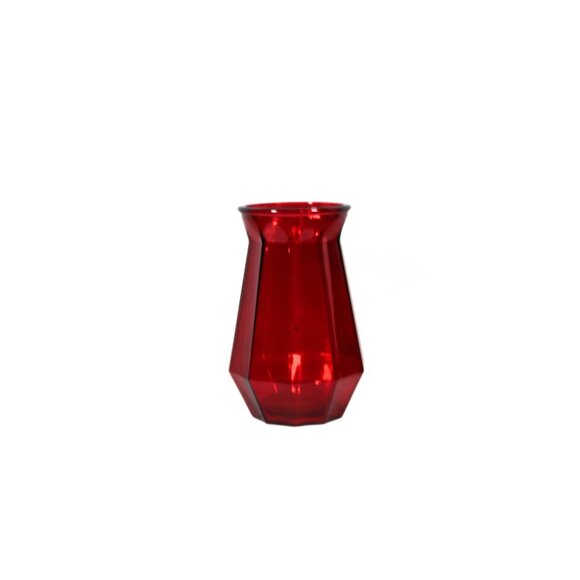 Vintage Y2K Whimsigoth Red Glass Vase – Decagon Shape, 9" Tall - Picture 3 of 8